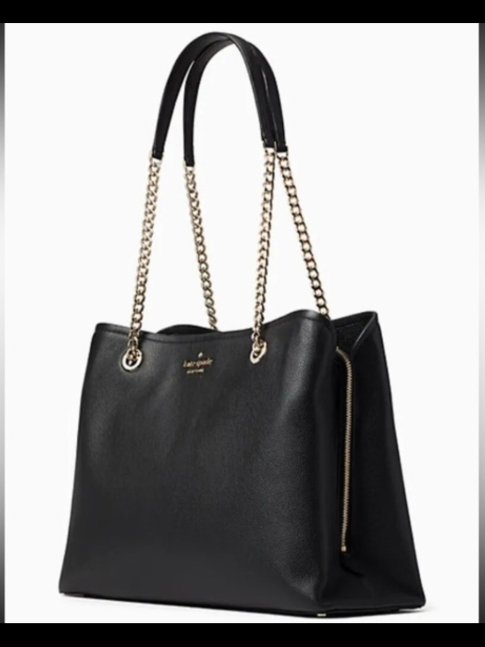 Kate Spade Jordyn Large Black Leather Chain-Handle Shoulder Purse